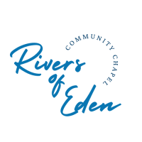Blue and Beige Purely Typographic Church Logo